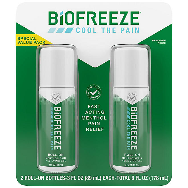 Biofreeze Fast Acting Pain Relief Roll-On , 3oz, 2 pk.