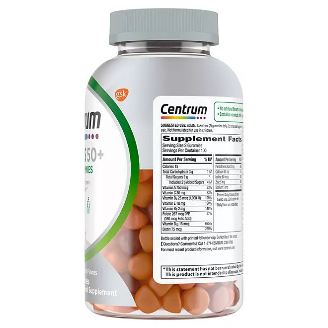 Centrum MultiGummies Multivitamin Gummies for Adults 50 + , 200 count
