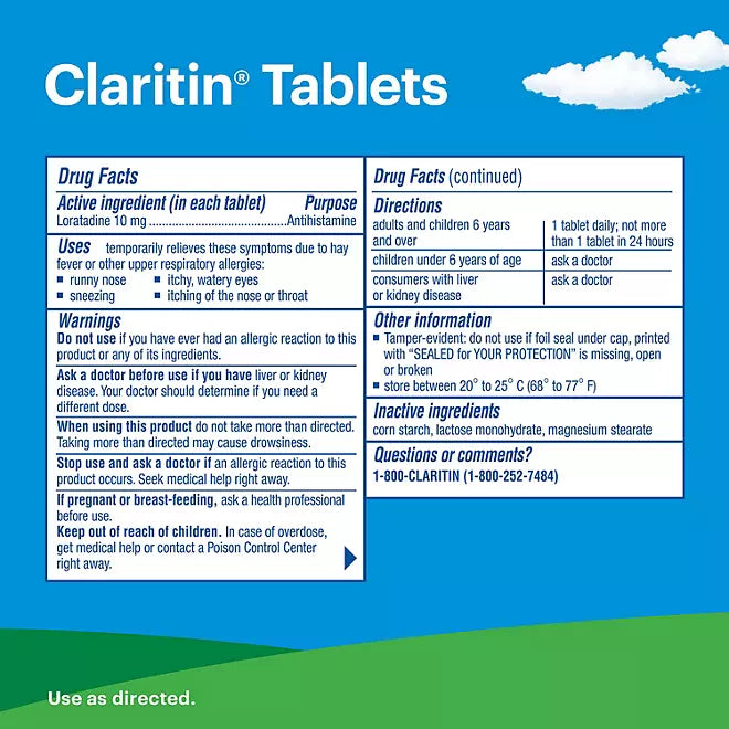 Claritin 24 Hour Non-Drowsy Allergy Medicine Tablets , 115 count