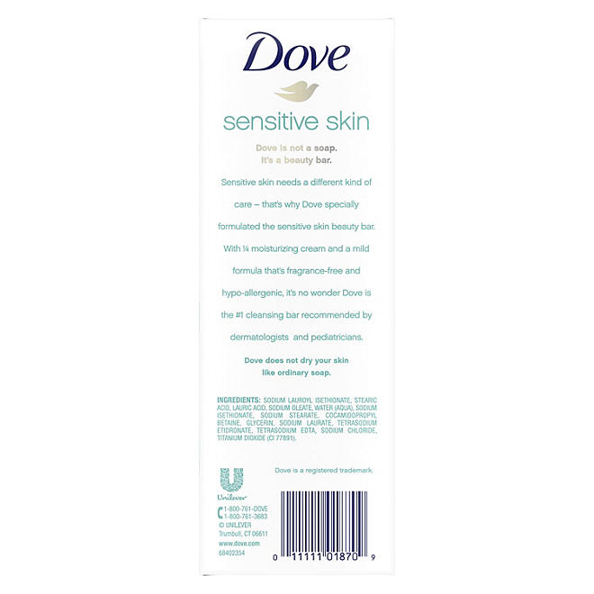 Dove Beauty Bar Soap, Sensitive Skin , 3.75 oz., 16 count