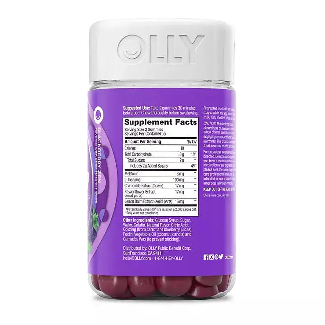 OLLY Restful Sleep Gummies, Blackberry (110 count) Ricola