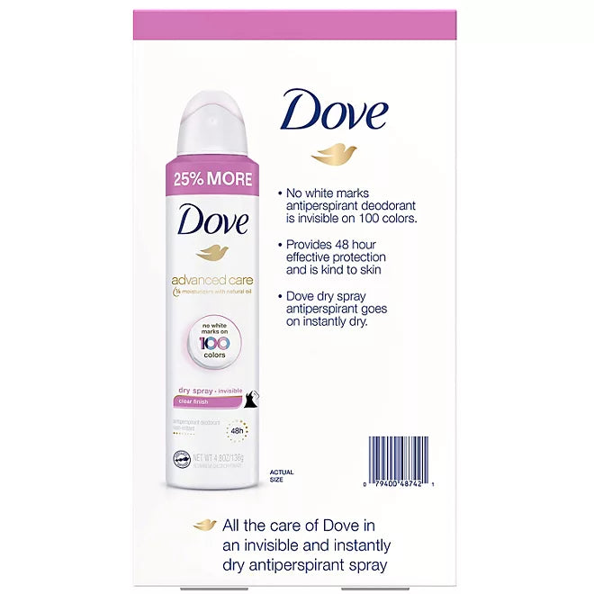 Dove Women's Invisible Dry Spray Antiperspirant Deodorant , 4.8 oz.