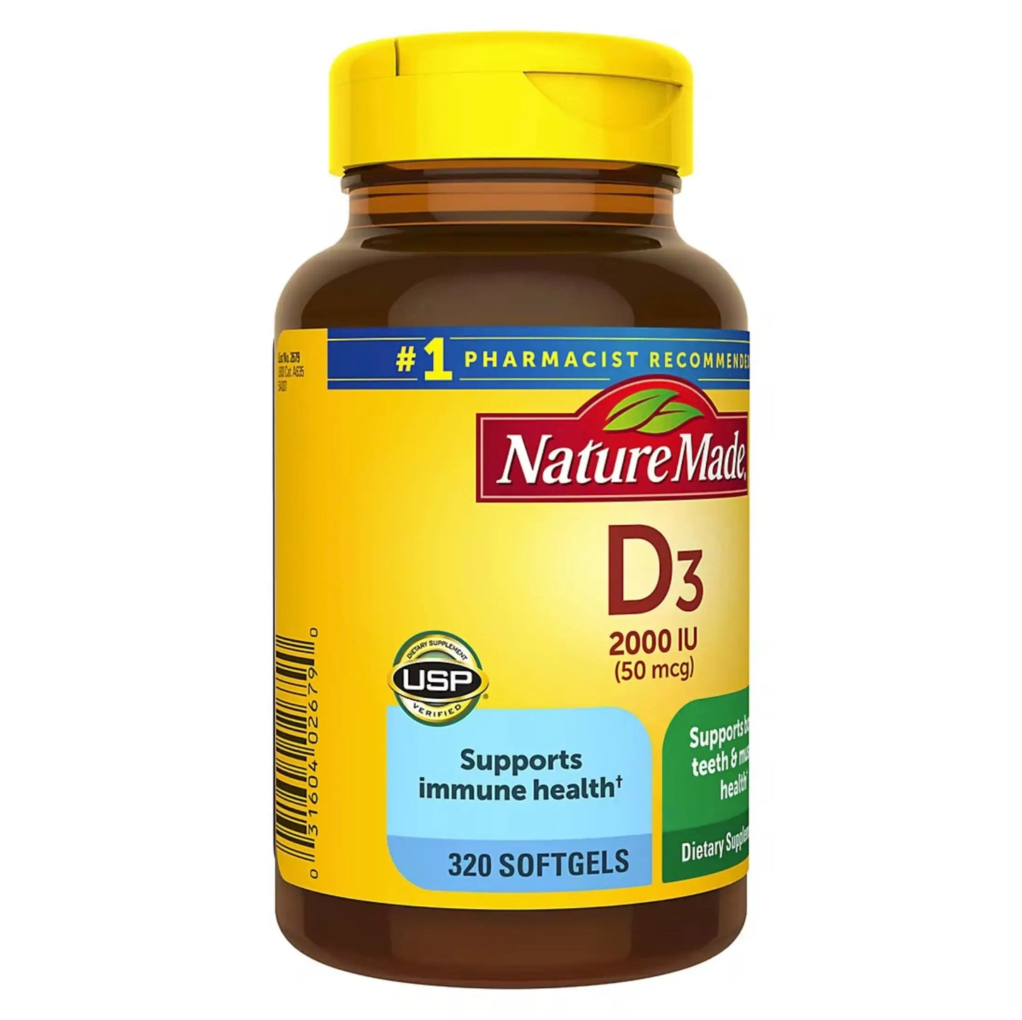 Nature Made Vitamin D3 2000 IU (50 mcg) Softgels, 320 count Nature Made