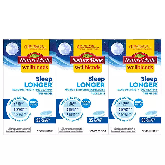 Nature Made Wellblends Sleep Longer 35 Triple Action Tablets , 3 pk.