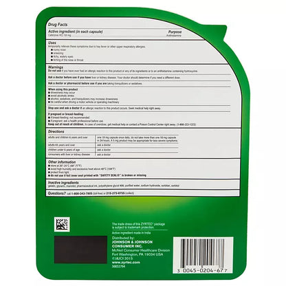 Zyrtec 24 Hour Allergy Relief Liquid Gels , 65 count