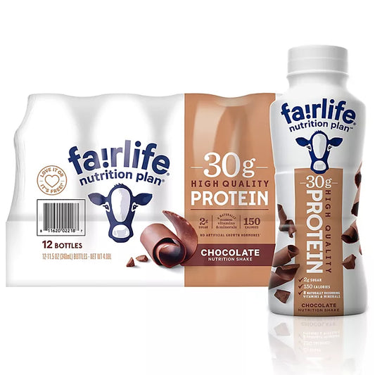 Fairlife Nutrition Plan 30g Protein Shake, Chocolate 11.5 fl. oz., 12 pk.