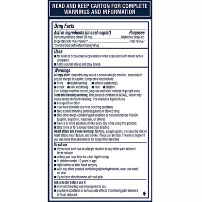 Advil PM Pain Reliever and Nighttime Sleep Aid Caplets , 200 count