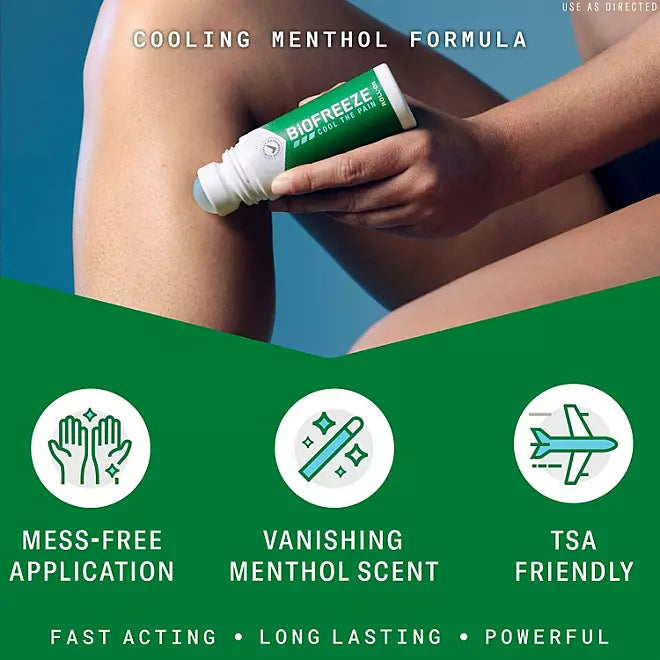 Biofreeze Fast Acting Pain Relief Roll-On , 3oz, 2 pk.