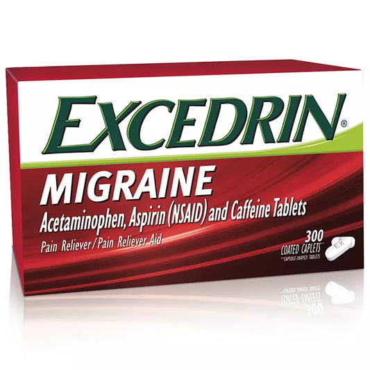 Excedrin Migraine Pain Relief Caplets, Acetaminophen, Aspirin and Caffeine , 300 count