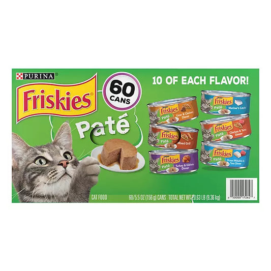 Purina Friskies Pate Wet Cat Food, Variety Pack , 5.5 oz., 60 count