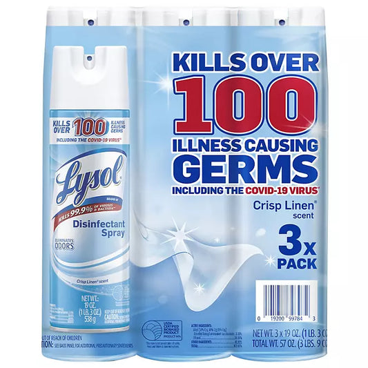 Lysol Disinfectant Spray, Crisp Linen , 19 oz., 3 pk.