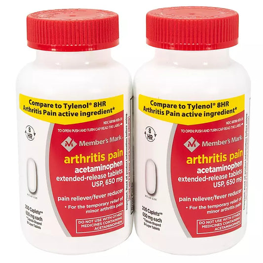 Member's Mark Arthritis Pain Extended Release Tablets, 650 mg Acetaminophen ,  200 count/pk., 2 pk.