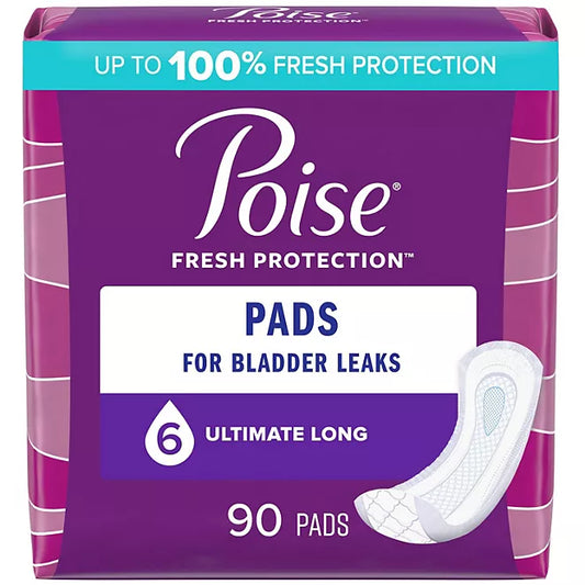 Poise Fresh Protection Postpartum Incontinence Pads, Ultimate Long, 90 count