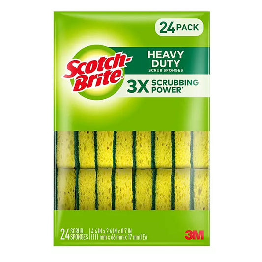 Scotch-Brite Heavy Duty Scrub Sponges, Individually Wrapped , 24 count