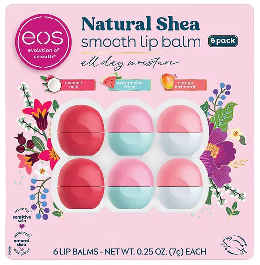 eos Natural Shea Smooth Lip Balm Variety Pack, 6 count
