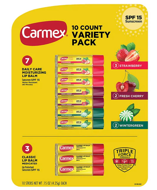 Carmex Lip Balm Variety Pack, 10 count