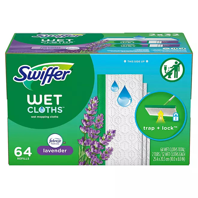 Swiffer Sweeper Wet Mopping Cloth Refills, Lavender Scent , 64 count