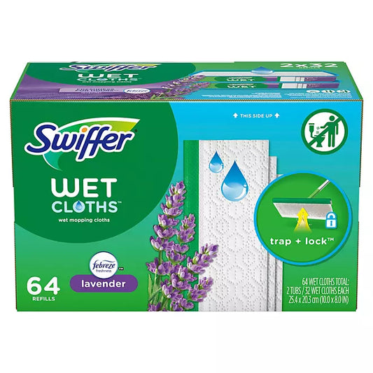 Swiffer Sweeper Wet Mopping Cloth Refills, Lavender Scent , 64 count