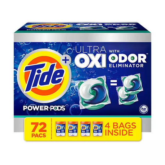 Tide Power PODS + Ultra OXI with Odor Eliminators Laundry Detergent Pacs , 72 count
