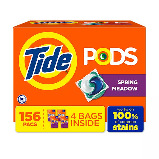 Tide PODS Liquid Laundry Detergent Pacs, Spring Meadow , 156 count