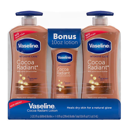 Vaseline Intensive Repair Cocoa Radiant Body Lotion, 2 pk./20.3 fl. oz. with Bonus Bottle, 10 oz.