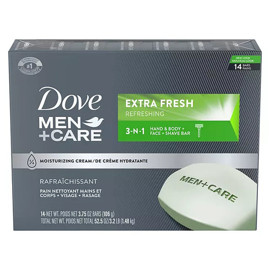 Dove Men+Care Body and Face Bar Soap, Extra Fresh , 3.75 oz., 14 count
