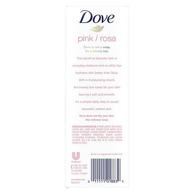 Dove Beauty Bar Soap, Pink , 3.75 oz., 16 count