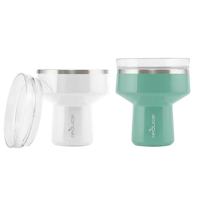 Reduce Vacuum Insulated Stainless Steel Saltini Tumbler , 16 oz., 2 pk.  keep drinks cold for up to 14 hours-Margaritas, cosmos, martinis or any other cocktail-360 degree Salt & Sip Lid