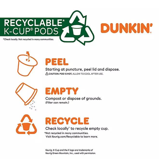 Dunkin' Donuts Medium Roast K-Cup Coffee Pods, Original Blend , 72 count