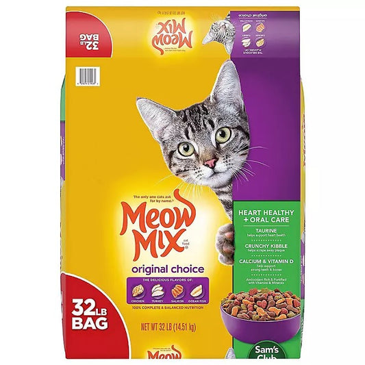 Meow Mix Original Choice Dry Cat Food, Heart Healthy & Oral Care Formula , 32 lbs.
