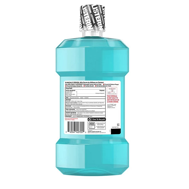Listerine Cool Mint Antiseptic Mouthwash , 1.5L, 2 pk.