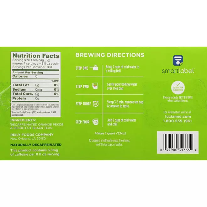 Luzianne Decaffeinated Tea , 96 count