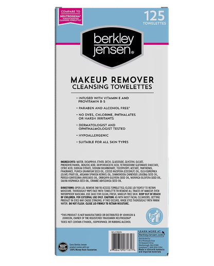 Berkley Jensen Makeup Remover Wipes, 125 count