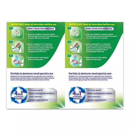 Polident 3 Minute, Antibacterial Denture Cleanser 120 ea , Pack of 2
