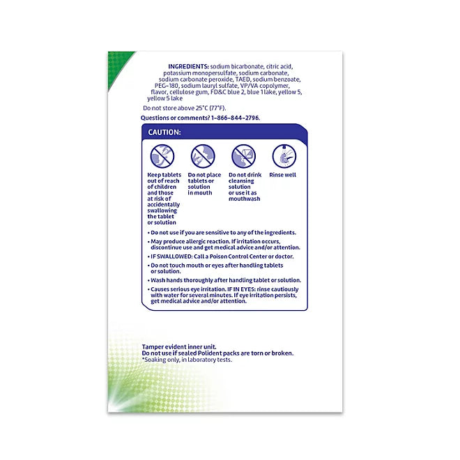 Polident 3 Minute, Antibacterial Denture Cleanser 120 ea , Pack of 2