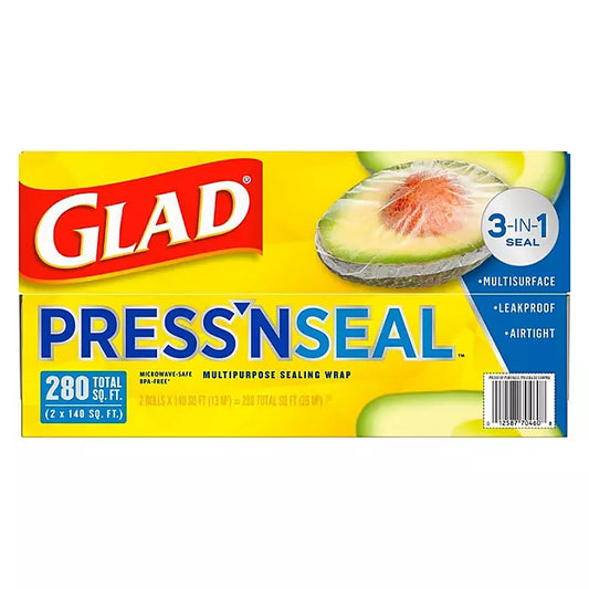 Glad Press'n Seal Plastic Food Wrap , 140 sq. ft./roll, 2 rolls