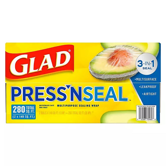 Glad Press'n Seal Plastic Food Wrap , 140 sq. ft./roll, 2 rolls