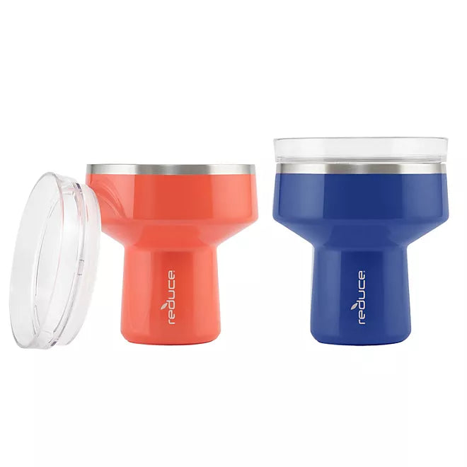 Reduce Vacuum Insulated Stainless Steel Saltini Tumbler , 16 oz., 2 pk.  keep drinks cold for up to 14 hours-Margaritas, cosmos, martinis or any other cocktail-360 degree Salt & Sip Lid