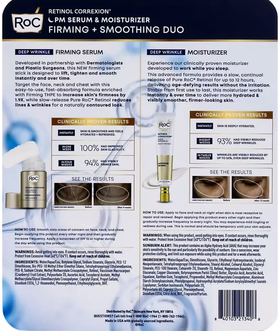 RoC Retinol Correxion Deep Wrinkle Serum Balm and Night Cream
