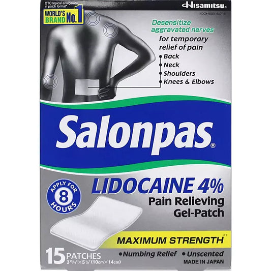 Salonpas Lidocaine Pain-Relieving Gel-Patch , 15 count