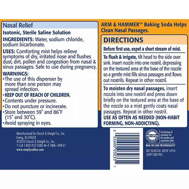 Simply Saline Daily Care Adult Nasal Mist , 3 pk., 4.5 oz./pk.
