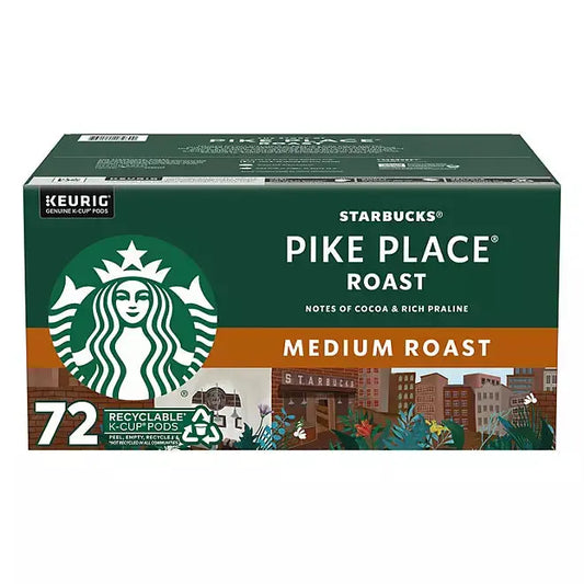 Starbucks Medium Roast K-Cup Coffee Pods, Pike Place (72 count) - Retail Therapy Outlet