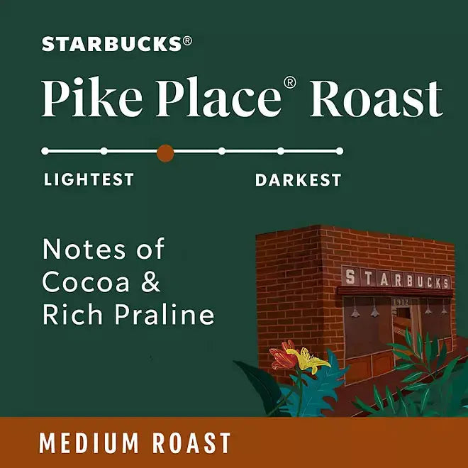 Starbucks Medium Roast K-Cup Coffee Pods, Pike Place (72 count) - Retail Therapy Outlet