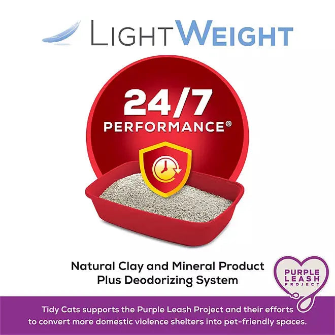 Purina Tidy Cats Light Weight, Low Dust, Clumping Cat Litter, Lightweight 24/7 Performance Multi Cat Litter - 19.5 lb. Box - Retail Therapy Outlet