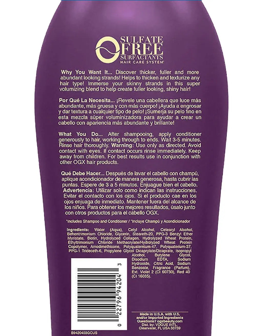 OGX Thick & Full Biotin plus Collagen Shampoo or Conditioner - Retail Therapy Outlet