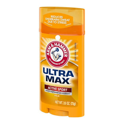 Arm & Hammer Ultra Max Antiperspirant Deodorant ACTIVE SPORT, Invisible Solid, 2.6 oz. 6 pack - Retail Therapy Outlet