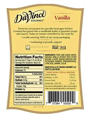 DaVinci Gourmet Classic Vanilla Syrup, 25.4oz - Retail Therapy Outlet