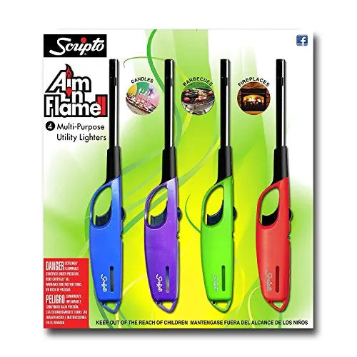 Scripto AIM 'N Flame Multi-Purpose Lighters, Pack of 4 - Retail Therapy Outlet