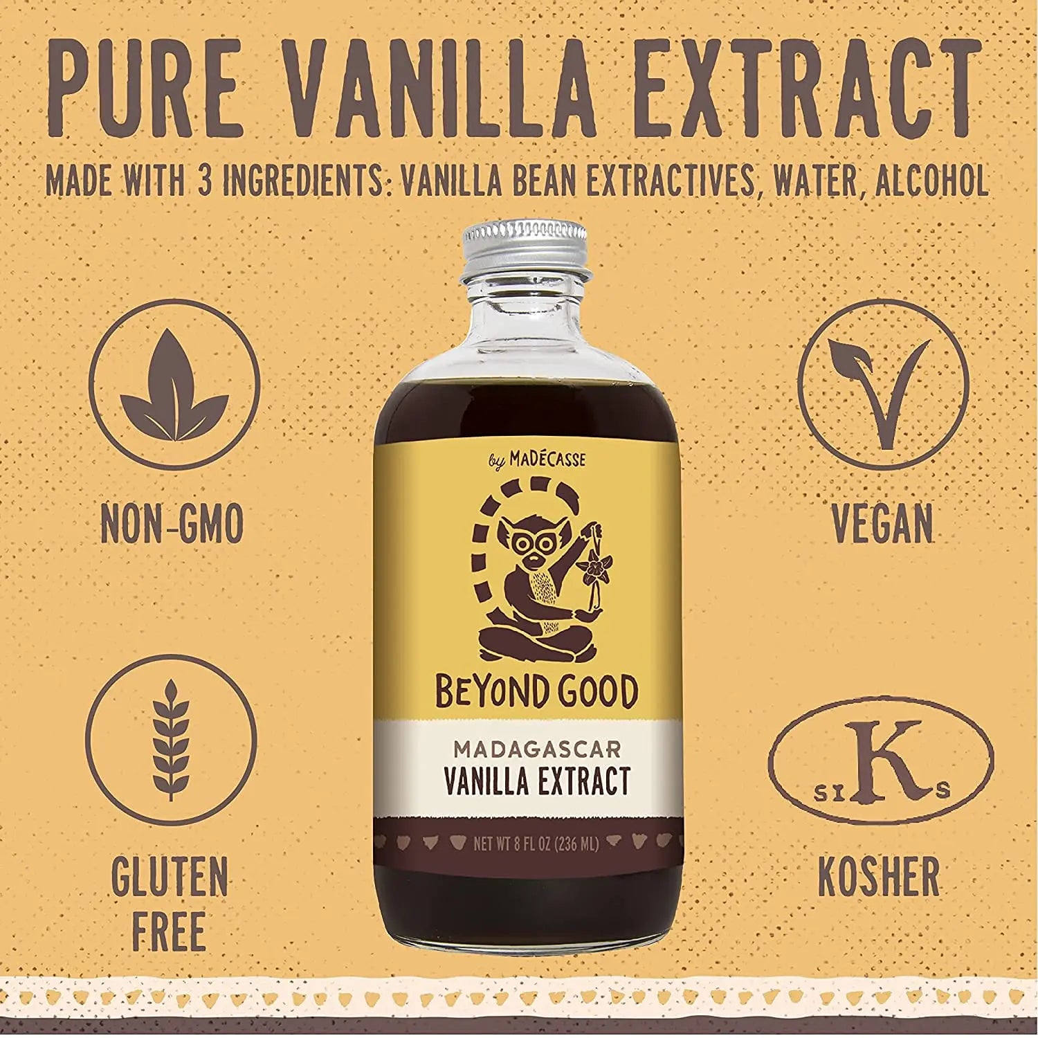 Beyond Good, Bourbon Vanilla Pure Vanilla Extract, 8 Fl Oz - Retail Therapy Outlet