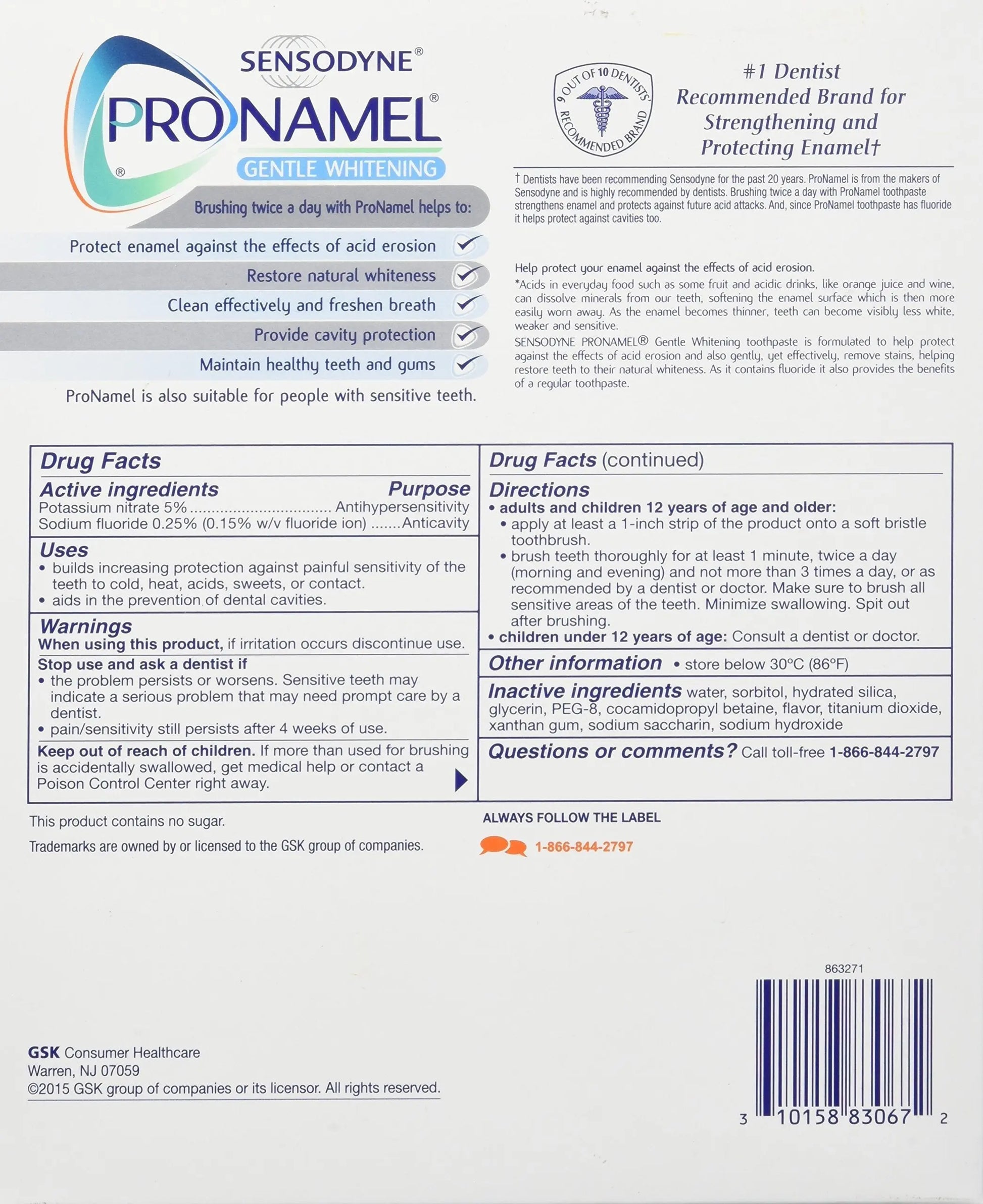 Sensodyne pronamel Gentle Whitening Tooth Paste 4 Pack/ 6.5 Ounce - Retail Therapy Outlet
